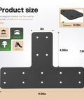 T Post Timber Pergola Bracket Set For 4x4 And 6x6 Lumber Heavy Duty Steel Powder Coated Black Four Pack dimensions diagram