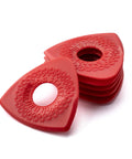 Red Axe Blade Medium Guitar Picks With Smooth Edge, Ergonomic Grip, Versatile 3 Sided Tip, Flat 0.6mm And 2.0mm Bevels, 6 Pack
