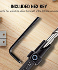 Five Piece Tapered Countersink Drill Bit Set For Wood With HSS And Quick Change Hex Shank Includes Pilot Hole And Countersink In One Step Adjustable Depth Stop Sizes Four Six Eight Ten Twelve with hex key