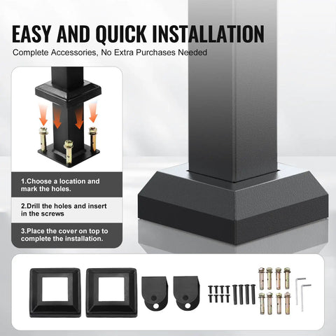 Built Tough Outdoor Handrails For Steps 2 To 3 Step Stair Rail Kit Black Carbon Steel installation instructions and accessories.