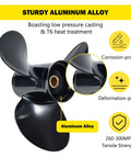 Right Hand Rotation 12.5 Inch Aluminum Outboard Propeller With 13 Pitch And 3 Blades 13 Spline Tooth Replacement OEM 763461