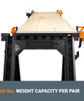 Clamping Sawhorses With Bar Clamps And A 7 Inch Metal Triangle Ruler For Precise DIY Woodworking supporting a wood board