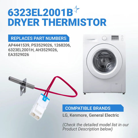 Dryer Thermistor Assembly For LG And Kenmore Dryers Easy Install Replacement Sensor Replaces 6323EL2001H AP4441539