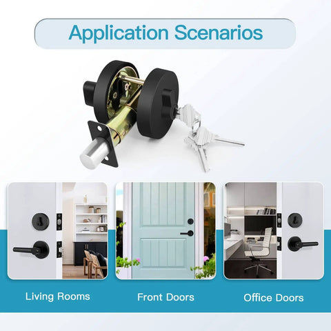 Single Cylinder Deadbolt Lock With Key For Front Door Entry Built Tough For Exterior Use, Heavy Duty High Security Matte Black Finish
