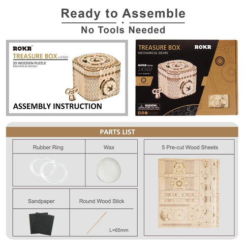3D Wooden Puzzle Password Box Kit For Adults And Teens With A Hidden Combination Lock Mechanism Laser Cut Wood No Glue Required Clear Instructions Mind Bender Gift For Christmas Or Birthday, parts list shown