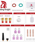43 Piece TIG Welding Torch Accessories Kit With Stubby Gas Lens And Size 10 Glass Cups For WP 9, WP 20, And WP 25 Welders