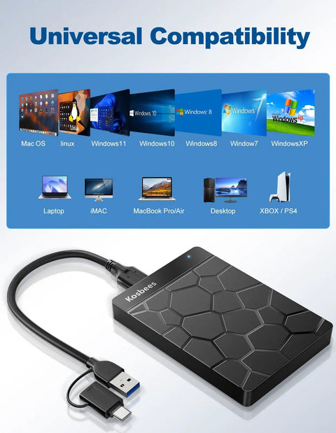Ultra Slim 500 GB Portable External Hard Drive For Windows And Mac Plug And Play Ready With Fast Data Transfer Ideal For PC Laptop PS4 Xbox One And Xbox 360 On The Go Storage, black USB 3.0 drive