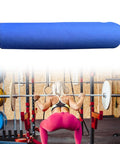 Barbell Pad Squat Pad Cushion For Weight Lifting Support Neck And Shoulder Protector Portable Foam Pad With Oxford Cloth Glute Bridge Pad For Your Gym Sessions Blue 40cm By 8cm displayed in gym setting with person squatting