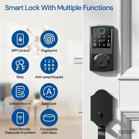 Next Level Keyless Smart Deadbolt Lock Delivering Zero Sweat Seven In One Access Setup For Heavy Duty Entry Doors Featuring App Control Fingerprint Scanner Alexa Voice Passcode And Backup Fob Support For Reliable Home Protection