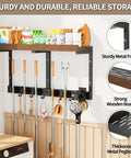 Space Saving Wall Mount Broom Holder With Cleaning Supplies Organizer, Mop Rack, Vacuum Organizer And Shelf, installed in home
