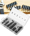 80 Piece Vacuum Hose Caps Kit Rubber End Plugs In Multiple Sizes Three Eighths Inch Three Sixteenths Inch Five Thirty Two Inch Seven Thirty Two Inch One Quarter Inch Five Sixteenths Inch For Car Carburetor Manifold Flexible Seal Tight Leakproof Black displayed in open case and on tool bench