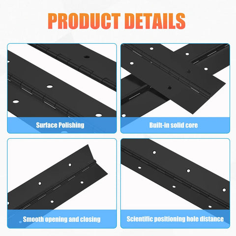 Get Your Gear On With These Badass 2 Pack 18 Inch Black Stainless Steel Piano Hinges, surface polished, built-in solid core.