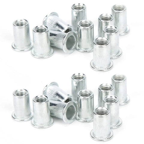 20 Pieces Aluminum Alloy Rivet Nut Kit Set M6 X 10 Rivet Nuts Fasteners for Auto DIY and Hardware Projects, smooth aluminum finish