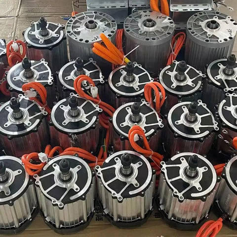 Beefy 3200 RPM 2000W Brushless DC Electric Tricycle Motor With Pure Copper Core And Aluminum Shell Dual Voltage 48V 60V 72V Low Noise Trike Drive For DIY Electric Tricycles And Quadricycles stacked motors with orange wiring and aluminum housings