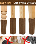 Brown Chair Leg Socks Protectors For Hardwood Floors No Slip Grip Easy To Put On Fits Round And Square Legs Bar Stool Leg Covers