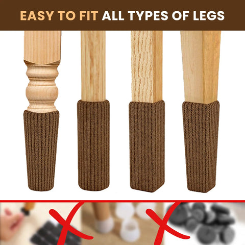 Brown Chair Leg Socks Protectors For Hardwood Floors No Slip Grip Easy To Put On Fits Round And Square Legs Bar Stool Leg Covers