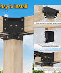 4 Way Pergola Brackets Kit Heavy Duty 4x4 Wood Corner Brackets with Screws, installation guide with lumber and drill.