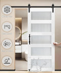 Dope Double Glass Barn Door Kit With 8 Ft Hardware 21 By 84 Inch MDF Slab Door With Frosted Tempered Glass Waterproof PVC Inside Easy DIY Assembly For A Sleek Modern Home And Office Vibe installed view