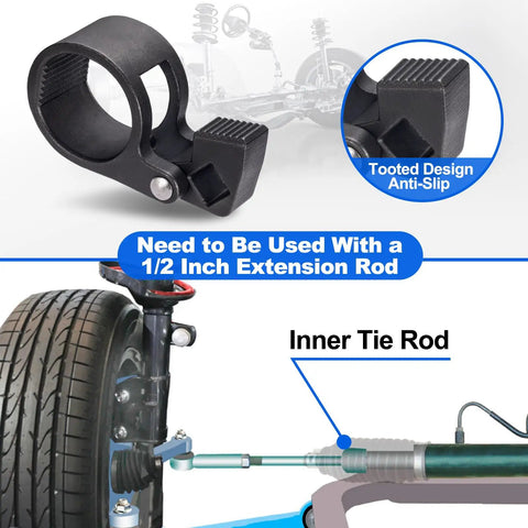 Universal Inner Tie Rod Hex Wrench And Removal Tool 27 To 42mm for cars trucks motorcycles shown with toothed anti-slip design