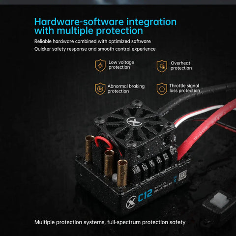 Powerful Sensorless Brushless ESC For RC Cars, 2-3S LiPo Compatible, 60A Continuous Current with hardware-software protection