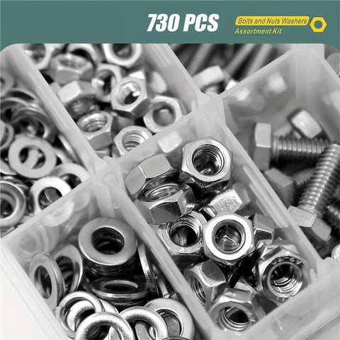 All Purpose Hex Bolt Kit M6 M8 M10 In 304 Stainless Steel, 1650 Piece Fastener Set For DIY Projects, Auto, Garage And Home Repairs, Heavy Duty Hardware Essentials with hex nuts and washers