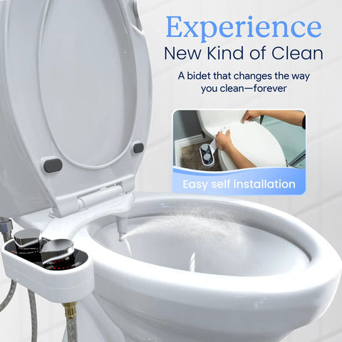 No Electric Bidet Attachment For Toilet Seat Fits Most Standard Elongated Seats With Self Cleaning Dual Nozzles Leak Proof Connectors