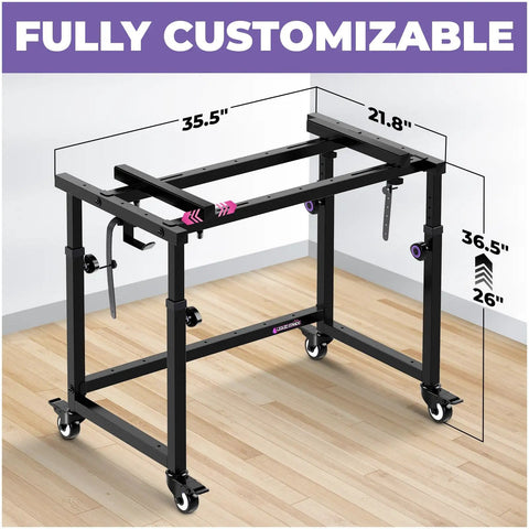 Adjustable Keyboard Stand For 49 54 61 88 Key Pianos And Synths Rolling Studio Desk DJ Table And Home Recording Workstation