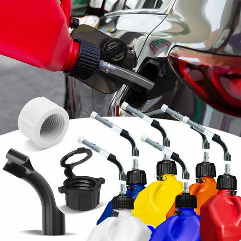 Rugged Heavy Duty Racing Fuel Jug Replacement Kit with 3 hose caps, 1 hose bender, 3 vent caps for 5.5 gallon jugs and car