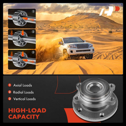 Bolt On Front Wheel Bearing And Hub Assembly For Volkswagen And Audi Fits Jetta Passat Golf GTI Eos Beetle CC Tiguan TT A3 And More Front Axle Replacement Wheel Hub with high-load capacity illustration