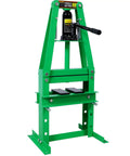 Green 6 Ton H Frame Hydraulic Shop Press With Adjustable Working Table, Plates, And Height for Auto Repair and Maintenance