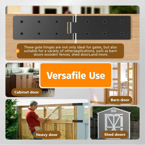 Killer Heavy Duty Gate Hinges With Screws Double Layer Steel Door Hardware Built Like A Tank Open Smooth As Butter For Your Backyard Setup And Handle The Daily Grind Like A Champ Today, shown on various doors.