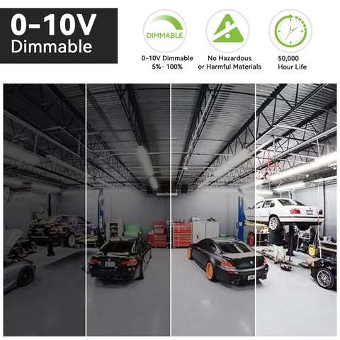 Automotive garage with 0-10V dimmable 2 Ft Linkable LED Shop Light With Switchable 15 20 25W CCT 3500K 4000K 5000K 130 Lumens Per Watt No Fuss Warehouse Grade Strip Light Dimmable Via Zero To Ten Volt Control 2 Pack overhead