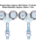 2 Pcs Door Roller Set With Double Wheel Pulley For Glass Barn Doors And Sliding Track Doors, 35mm Diameter, front view