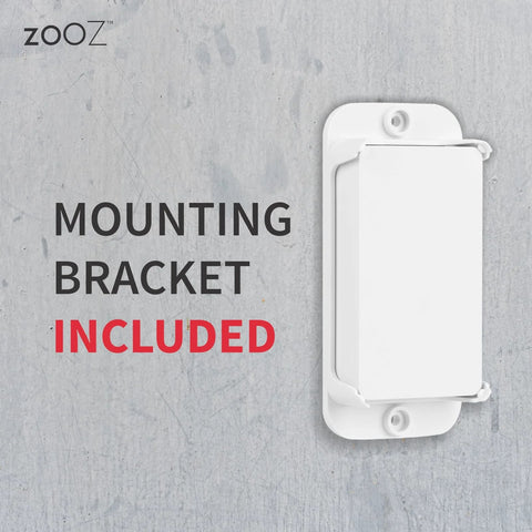 Zooz mounting bracket for ZSE44 800LR temperature and humidity sensor; white plastic, bracket included