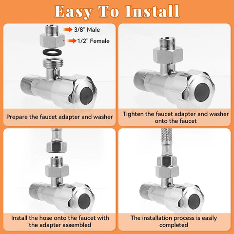 Installation guide for Heavy Duty Water Line Adapter Workhorse 1/2 Inch Female To 3/8 Inch Male Brass Fitting.