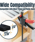 Boss Level 110 Inch Track Saw Guide Rail Kit Fits Makita And Festool Tools with a clamped rail connector for secure use.
