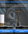 Comparison of professional lug nut socket and traditional impact socket for One Half Drive Deep Metric Impact Socket Set.
