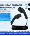 Heavy Duty Top Shelf Type 2 EV Charging Cable 32A 7KW Portable Electric Vehicle Charger Cord with dual-head design.