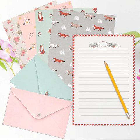 54 Piece Lined Stationery Set With Envelopes For Letters And Invitations Includes 36 Writing Papers And 18 Envelopes Six Cute Prints