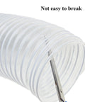 4 Inch 50 Ft Heavy PVC Dust Collection Hose With Clear Flexible PVC Fume Hose, Stainless Steel Wire Coil being cut
