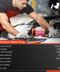 Mechanic installing Beefed Up Premium Engine Water Pump With Seal For 3.5L And 4.0L DOHC V6 Cars on a Nissan engine.