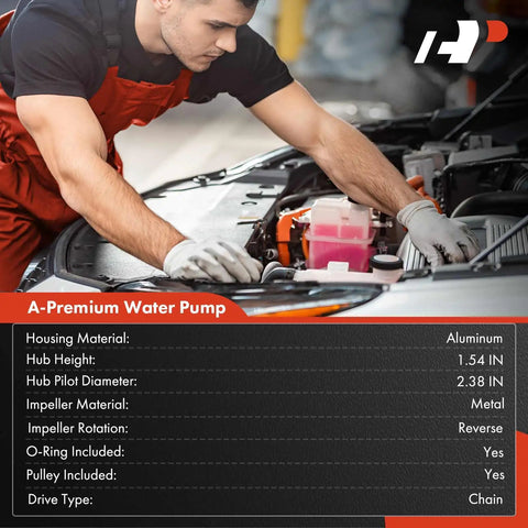 Mechanic installing Beefed Up Premium Engine Water Pump With Seal For 3.5L And 4.0L DOHC V6 Cars on a Nissan engine.
