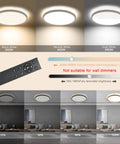 Flush Mount LED Ceiling Light With Remote Control, 12 Inch Ultra Thin Round 25W RGB Color Changing Fixture showing dimmable colors