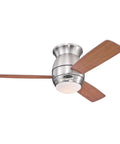 Halley 44-Inch Brushed Nickel Indoor Ceiling Fan With Sleek LED Light Kit And Frosted Opal Glass Remote Control Included Reversible Maple Blade