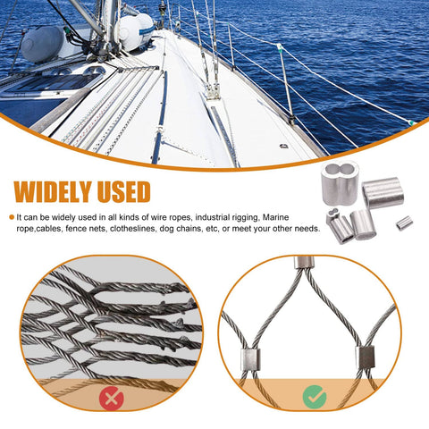 320 Piece Aluminum Crimping Loop Sleeve Kit With Eight Sizes From 3/64 Inch To 1/4 Inch for marine rigging and cables