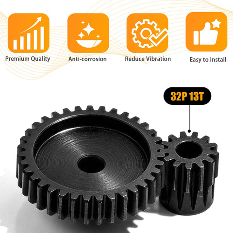 Beefy 13T 32P RC Car Pinion Gear Set 45 Steel Black Oxide 5mm Bore 0.03mm Tolerance Precision Motor Gear for RC Cars