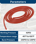 Coiled Silicone Vacuum Tubing Hose For Automotive Use High Temp Reinforced 10 Ft Long One Sixteenth Inch Inner Diameter And Two Millimeter Wall Red One Piece Durable Flexible Vacuum Line.