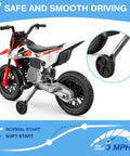 12V Kids Ride On Motorcycle With Dual 25W Motors Safe One To Three MPH Speed Safety Training Wheels Self Control Throttle