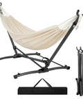 Portable Hammock With Folding Stand Heavy Duty Steel Frame For Indoor And Outdoor Use Three Height Settings 550 Lbs Weight Capacity