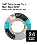 Extra Heavy Duty Duct Tape 6969, Silver, Industrial Strength, 1 Roll, 48 mm x 54.8 m, 10.7 mil, cloth backing, roll view